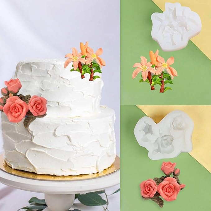 3D Flower Bouquet Candle Soap Silicone Molds Fondant Chocolate Candy Cake Decorating Mould Resin Clay Baking Pastry Tools (Rose)