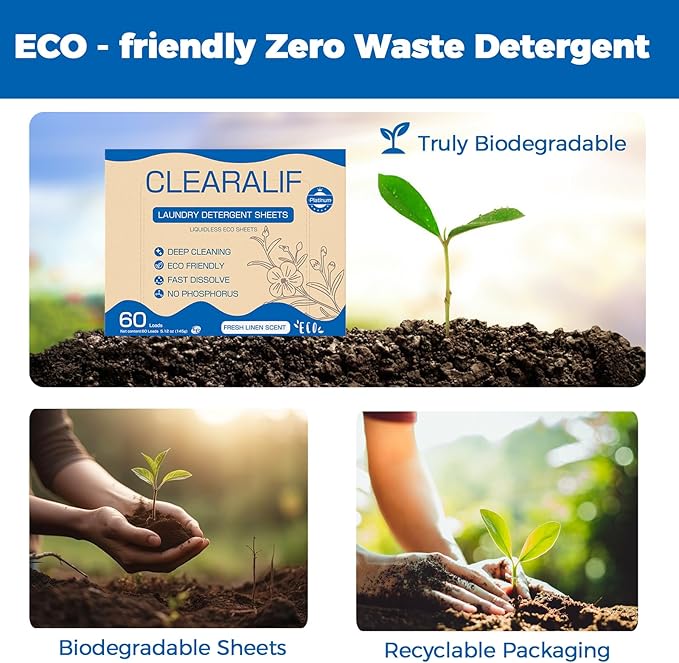 CROS 180 Loads Laundry Detergent Sheets Linen Scent, for Travel, Home, Apartment, Dorm, Laundry Detergent Strips Eco Friendly, Hypoallergenic, Liquidless Washing Supplies