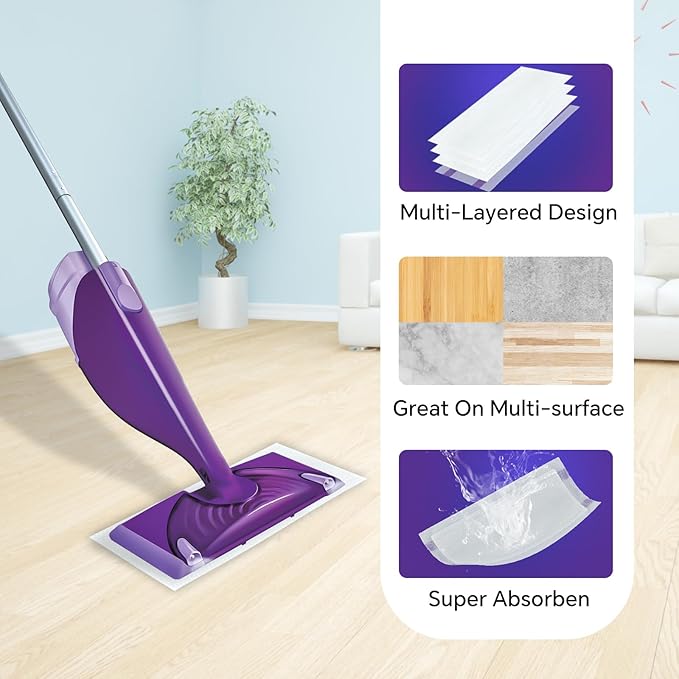 40 Count Wetjet Pads Refills for Swiffer Wet Jet，Disposable Wet Jet Mopping Pads，All Purpose Multi Surface Spray Mop Pads Refills for Hardwood Floor Cleaning，Thickness&Absorbent