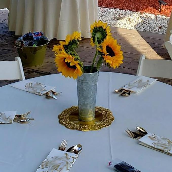 8 Pack 9 Inch Tall Galvanized Flower Bucket, Silver Farmhouse French Flower Bucket with Handle, Rustic Bucket Vintage Metal Vases for Flower, Centerpieces, Floral Wedding Arrangements