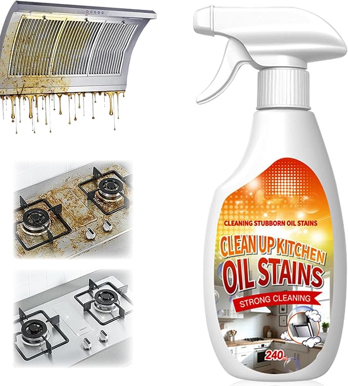 Clean Up Kitchen Oil Stains Spray,Kitchen Spray Cleaner,All-Purpose Cleaning Spray for Kitchens,Multi-purpose Oils Stain Cleaner,Clean Up Kitchens Oil Stains(240ml/8.45oz)