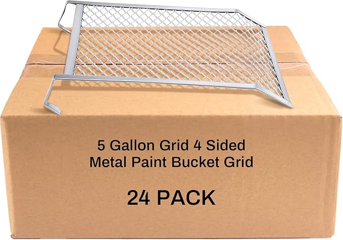 Landhoow 24 Pcs Paint Roller Grid for 5 Gallon Buckets, Paint Screen Strainer 4 Sided Metal Bucket Grid, Silver