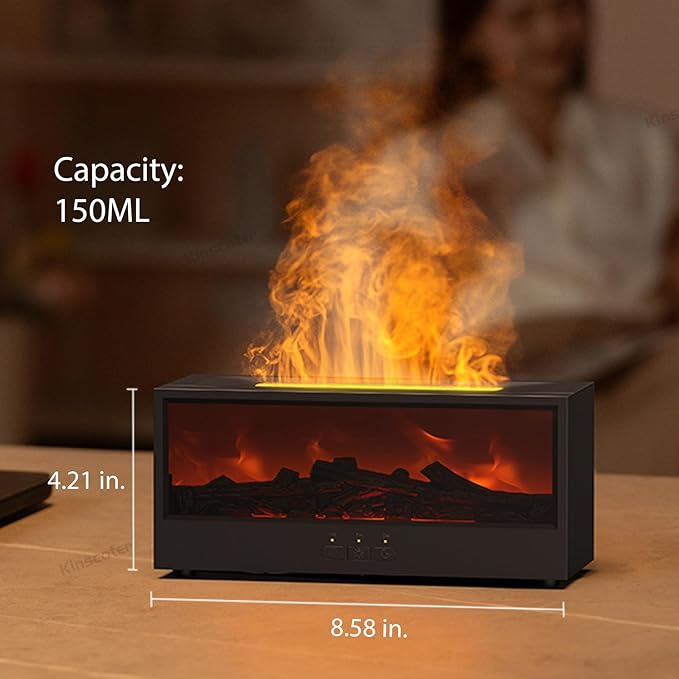 Essential Oil Diffusers for Home,Air Diffuser Flame Colorful Water Vapor Fireplace Fire Humidifier Aromatherapy Aroma for Room Bedroom,Auto Off Protection