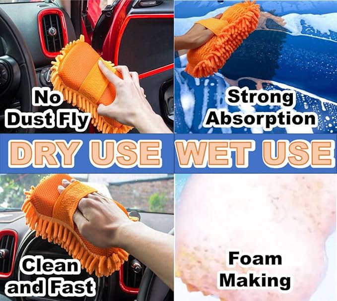 Electrostatic Hand Duster for Fast Cleaning Sensitive Surface, Non Feather Type, No Dust Fly, Desk Car Dust Brush, with Modified Washable Chenille Microfiber