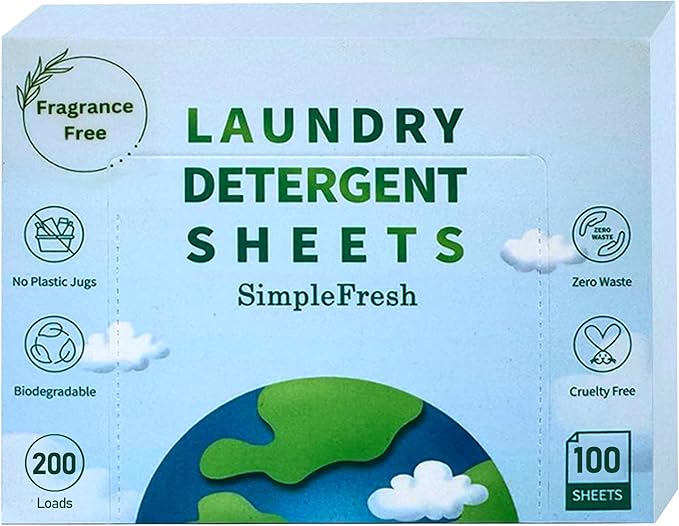 100 Laundry sheets 200 loads | fragrance free product - Laundry Detergent Sheets, Eco-Friendly, Plant-Based, Hypoallergenic, No Plastic Jug Kindly (Fragrance Free)