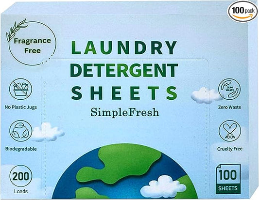 100 Laundry sheets 200 loads | fragrance free product - Laundry Detergent Sheets, Eco-Friendly, Plant-Based, Hypoallergenic, No Plastic Jug Kindly (Fragrance Free)