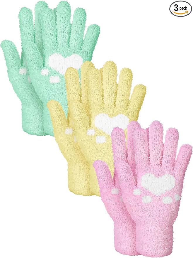 Patelai 3 Pairs Microfiber Plant Dusting Gloves Leaf Cleaning Gloves for Indoor Plants, Blinds, Furniture, House(Medium,Mint Green, Light Pink, Grass Green)