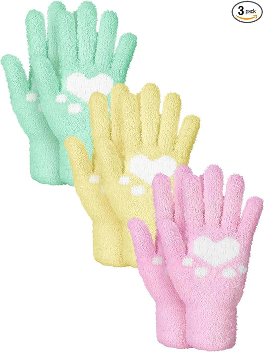 Patelai 3 Pairs Microfiber Plant Dusting Gloves Leaf Cleaning Gloves for Indoor Plants, Blinds, Furniture, House(Medium,Mint Green, Light Pink, Grass Green)