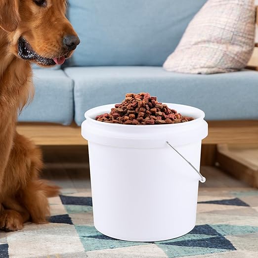 4-Gallon White Bucket Pail Container with Air Tight Lid, Plastics Food Grade Buckets Pail (4 Pack)