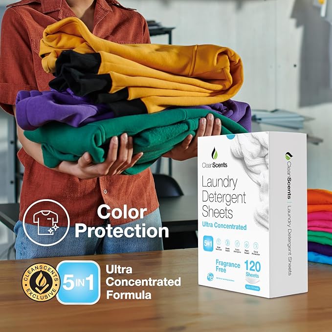 CleanScents Laundry Detergent Sheets (120 Sheets) (Fragrance Free)