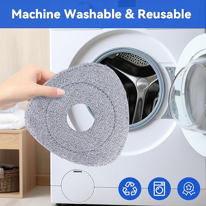 Spin Mop Head Refill for Vileda/Ocedar EasyWrin & RinseClea Spin Mop - Fit Both of EasyWrin 1-Tank & RinseClean 2-Tank System,Rotating Microfiber Triangle Replacement Pads - 6 Cloth 1 Mop Base