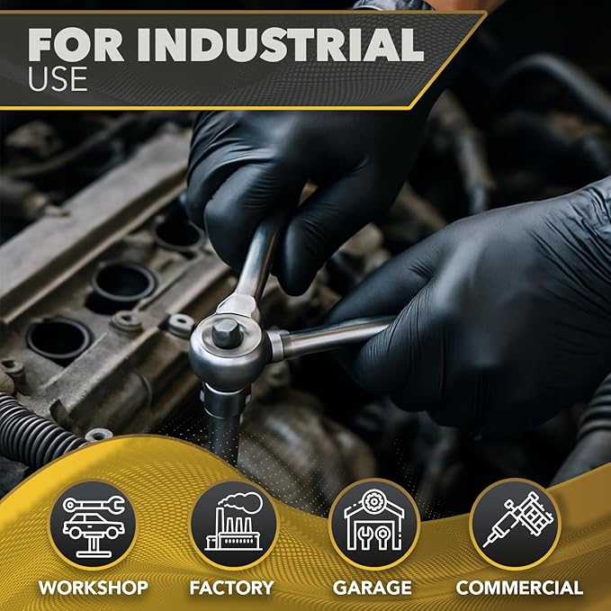 DAWG Black Nitrile Gloves, Disposable, Latex Free, Diamond Grip, Powder Free, Professional Grade