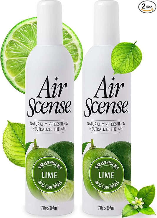 Air Scense Air Freshener Deodorizer Room Spray for Bathroom & Home, Essential Oils, Natural Lime- 7 fl oz (2-Pack)