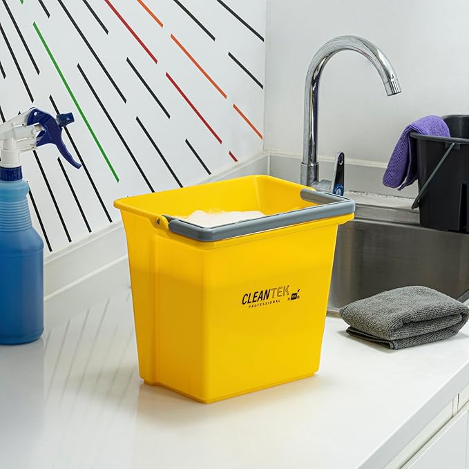 Restaurantware-Clean Tek Professional 6 Quart Cleaning Bucket, 1 Utility Pail with Handle - Heavy-Duty, Portable, Yellow Plastic Washing Pail, Perfect for Household, Outdoor, Car Wash and More