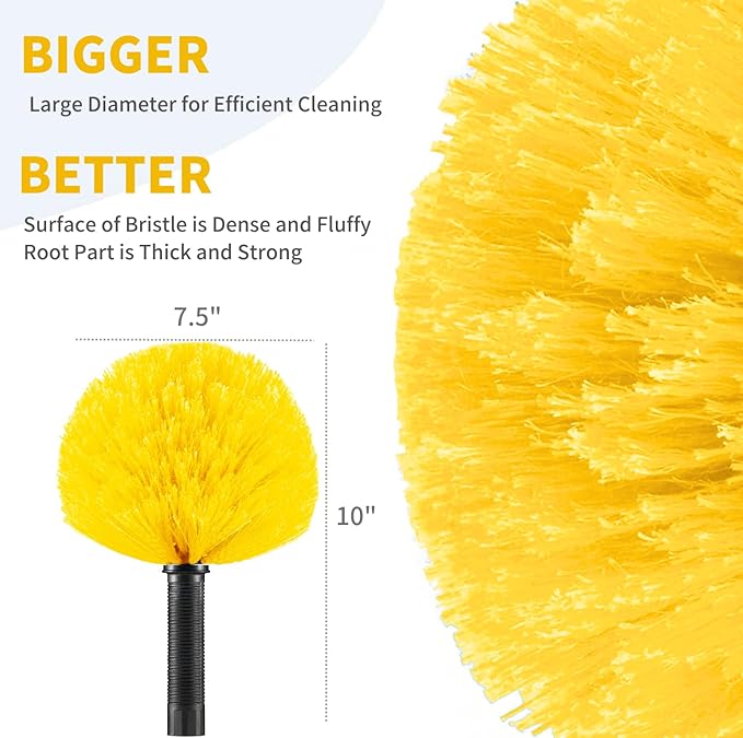 3 Pack Screw on Webster Cobweb Duster Head for Pole,Spider Web Remover Brush, Cobweb Duster Head Attachment,Fits Standard 3/4 inch Threaded Poles (3, Yellow)