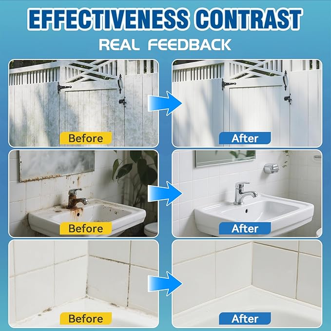 Mold Stain Cleaner Spray, All-Purpose Stain Cleaner for Bathroom, Kitchen, Decks, Patios, Outdoors, Household Stain Remover Spray Best for Tile, Wall, Grout, Fences, Furniture, Sink, Brick
