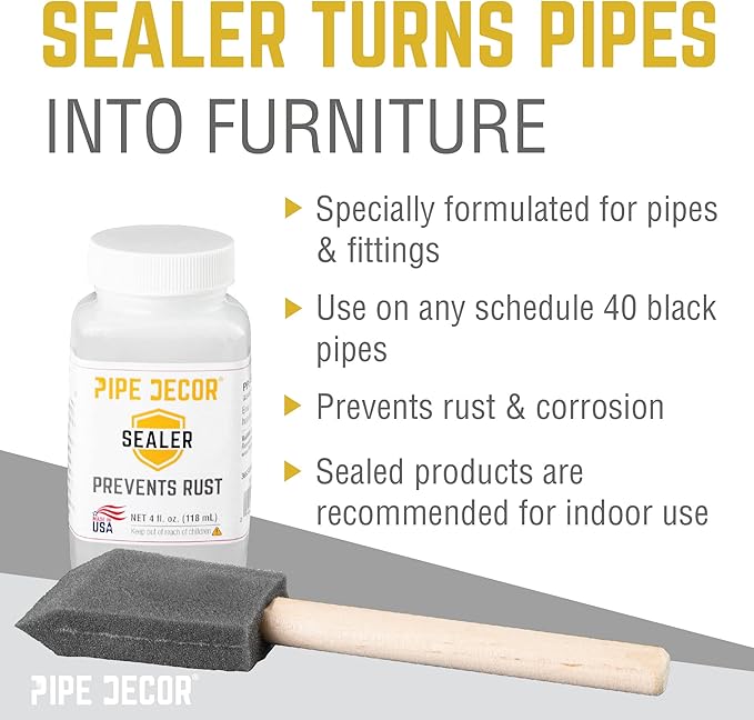 PIPE DÉCOR Degreaser Kit Cleans and Protects Pipe Décor Kits and Projects Includes 16 oz Degreaser, 4 oz Sealer, Rag for Degreaser, Applicator Brush for Sealer