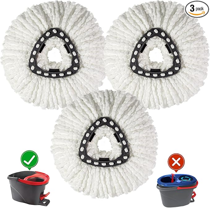 [3 Pack] Mop Replace Heads, Mop Refill Heads Replacements Compatible with O Cedar Spin Mop 1-Tank System- Easy to Replace, Microfiber, Machine Washable