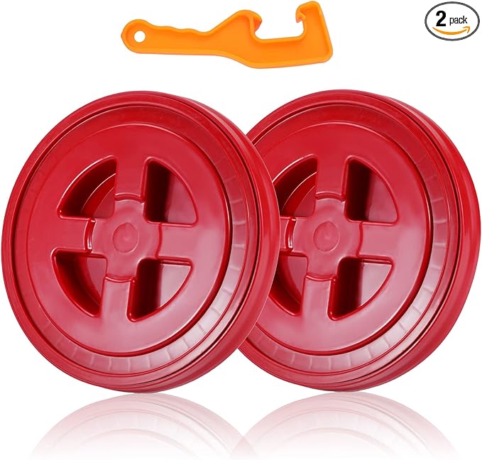 2 Pieces 5 Gallon Bucket Lid with Bucket Lid Opener,Plastic Storage Bucket Leak-Proof Screw Seal Lids,Pet Food Storage Container Lid for Home Paint Storage Buckets