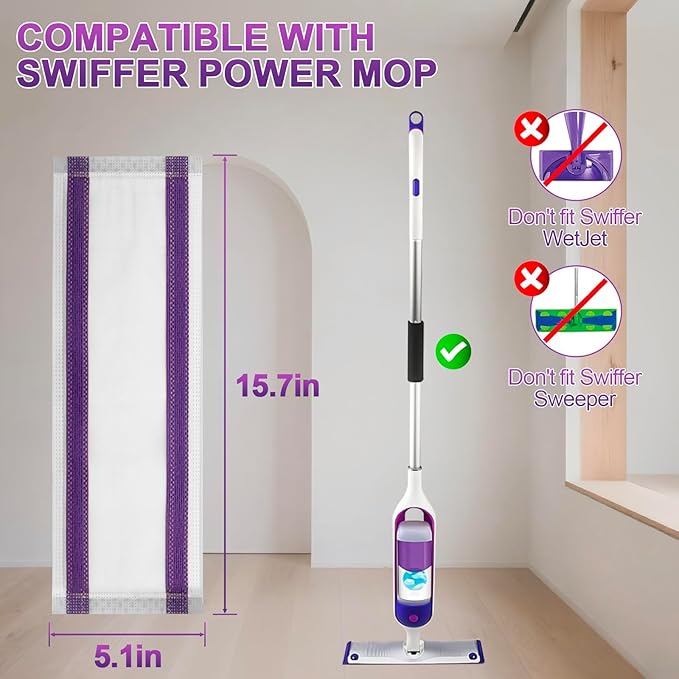 20 Count New Disposable Mop Refills for Swiffer Power Mop,Extended Super Absorbent mop Cloth Compatible with Swiffer Power Mop,Replacement Pads for Floor Cleaning.(Super Absorbent/Velcro)