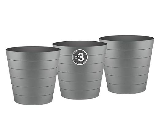 Small Trash Can (2.1 Gallons), Dorm Trash Can, Heavy Duty Dust Bin, Mini Garbage Can for Bedroom (Pack Of 3), Plastic Wastebasket, Bathroom Wastebasket (Grey) Round paper Trashcan, Office Trash Bin