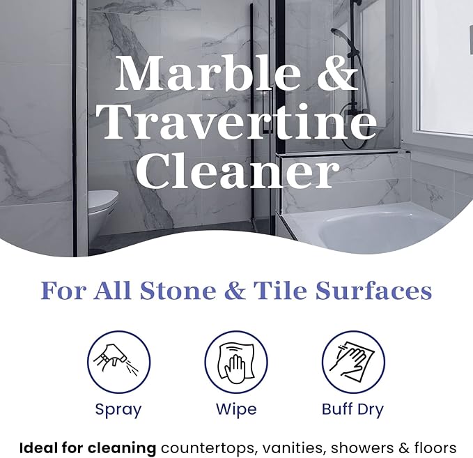 Marblelife InterCare Marble and Travertine, Natural Stone & Terrazzo Liquid Cleaner, Shower & Tile Surface Care, Floor, Walls & Countertop Cleaner and Degreaser, 32 oz