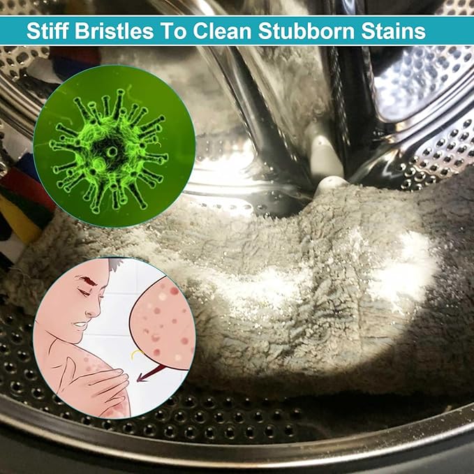 2Pcs Rolling Washing Machine Multifunctional Cleaning Brush, Household Cleaning Brushes,Nylon Brush Heads Powerful Clean,Wash Machine Cleaner Also Fit in Kitchen Dryer Hotel