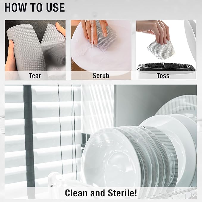 Daily Dish Scrubber Sheet Non-Scratch Household Disposable Cleaning Sponges | Recyclable, Eco-Friendly & Perfect for Kitchen, Home Cleaning and Outdoor Use (2, Navy)