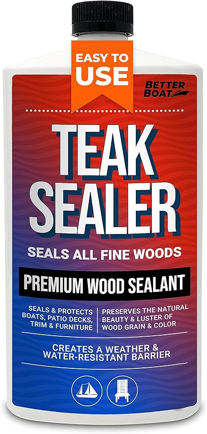 Teak Cleaner and Brightener for Wood, Teak Oil or Sealer for Boats, Indoor Furniture, Shower Stools, and Outdoor Wood Furniture Restorer for Stains