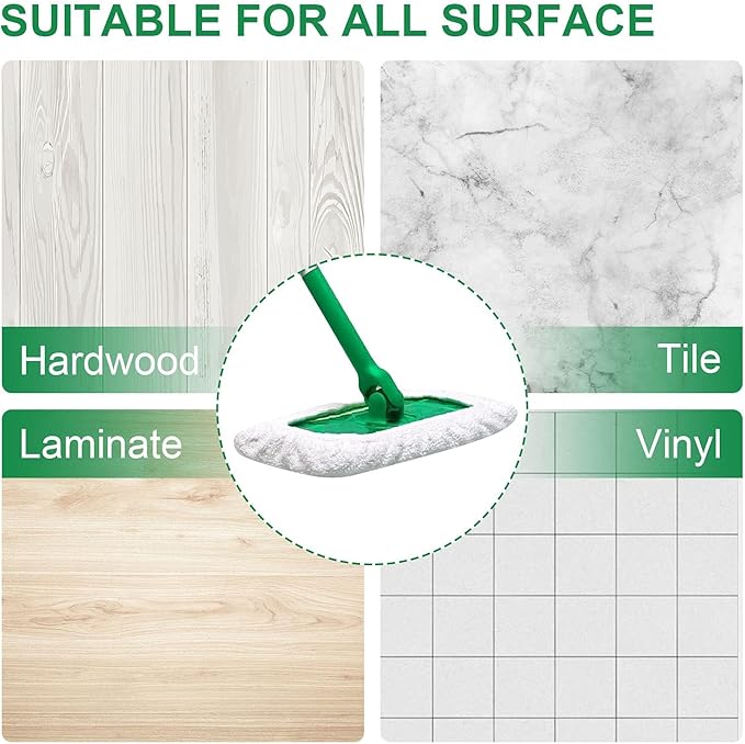 KEEPOW Reusable Wet Pads Compatible with Swiffer Sweeper Mop, Dry Sweeping Cloths, Washable Microfiber Wet Mopping Cloth Refills for Surface/Hardwood Floor Cleaning, 8 Pack (Mop is Not Included)