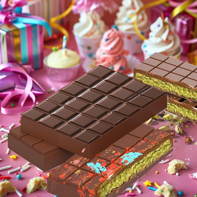 Juome Large Chocolate Bar Mold Deep 2 Pack - 1 Inch Deep Silicone Thick Molds for Stuffed Chocolate, Filling Knafeh Pistachio Candy With 100Pcs Bags