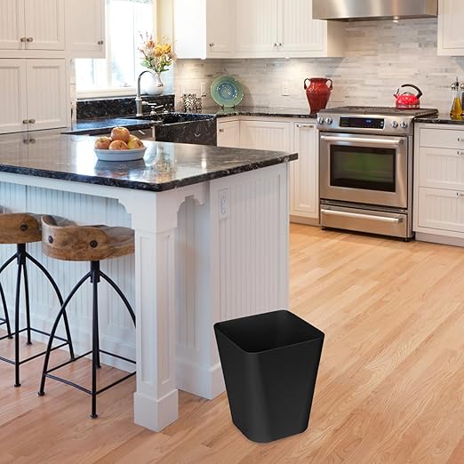 ZXJ Small Trash Can - Waste Basketbin - 1.8 Gallon -Black - Bathrooms, Laundry Room, Kitchens, Offices