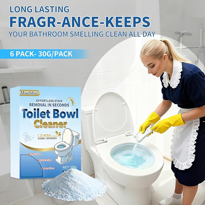 Toilet Cleaner - Toilet Bowl Cleaner Powder, Self Activating Powder for Toilets Bowls Cleaning, Powerful Foaming,Deep Cleaning,Eliminates Odors (6 Bags Each 30g)