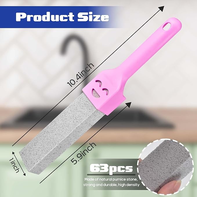 CONLI 60 Pack Pumice Stone with 3 Handle for Toilet Cleaning Bowl, Pumice Stone Toilet Bowl Cleaner Remove Toilet Bowl Hard Water Rings Suitable for Cleaning Toilet Bathroom Kitchen Sink