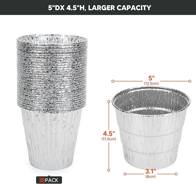 Stanbroil Grill Grease Bucket Replacement with 30-Pack Bucket Liners for Traeger 20/22/34 Series, Pit Boss, Camp Chef, Louisiana, etc Pellet Grill/Smoker, Silver