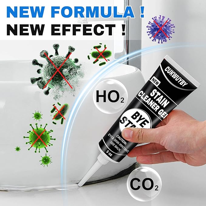 10 Oz Black Stain Cleaner Gel Home Cleaner for Washing Machine Seal Shower Bathroom Grout Sinks Caulk Cleaner Stain Heavy Duty Gel with Brush (2 Pack 5 Oz)