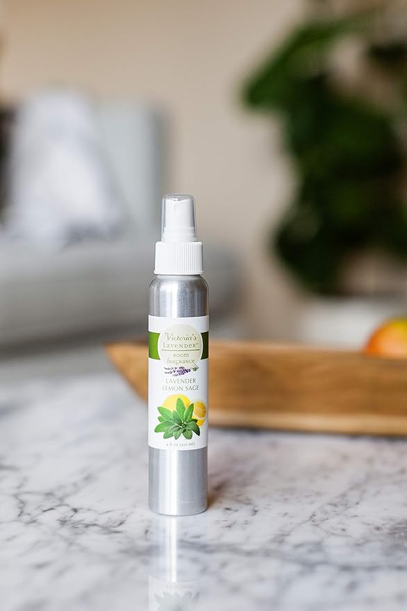 Victoria's Lavender Room Spray - All-Natural Air Freshener, Made in the USA, Essential Oil Concentrated, Bathroom Odor Eliminator, Luxury Room Spray, 2-Pk Lavender Lemon Sage, 4 oz