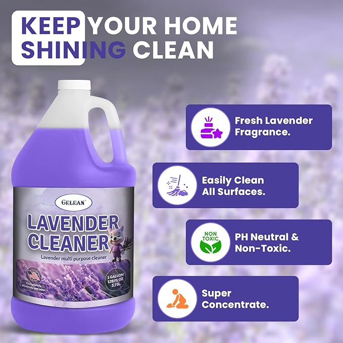 LAVENDER Multi Purpose Cleaner & Deodorant - MADE IN USA - Concentrate Lavander cleaner - Strong Odor Floor Cleaner - Floor Cleaner Odor eliminator 128oz