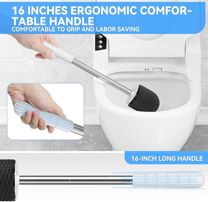 TRENTI Toilet Brush, Toilet Brush and Holder Set, Bristles Toilet Bowl Brush Head with Ventilated Holder, Wall Mounted Compact Toilet Brush Set for Bathroom Deep Cleaning (1, White)