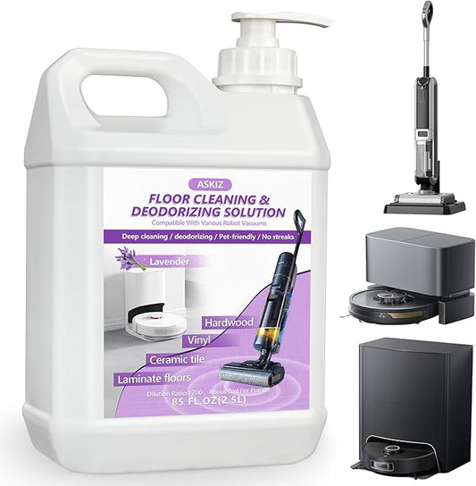 85 FL OZ Floor Cleaning Solution,Floor Cleaner for Mopping with Tineco,Deep Cleaning &Deodorizing for Roborock,Compatible with Saros Series,S8/S7 Series,Q Revo/Q Series,iFLOOR Series Wet Dry Vacuum