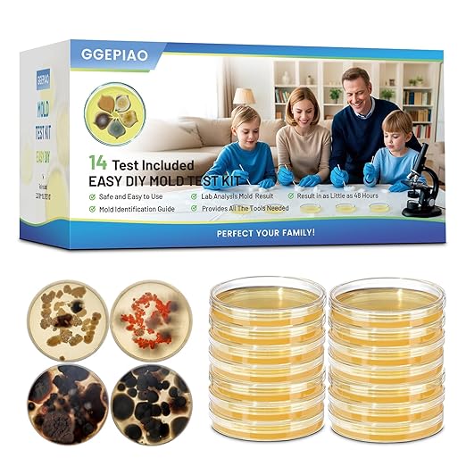 Mold Test Kit for Home,14 Simple Detection Tests,Test HVAC System,Home Surfaces, Indoor Air Quality Testing,DIY Mold Detector,Includes Detailed Mold Identification Guide,Black Mold Testing kit