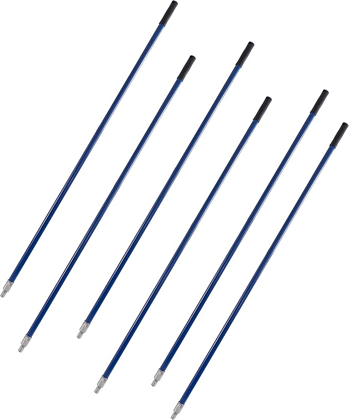 Matthew Cleaning Commercial Screw On Mop Handle for Floor Cleaning Heavy Duty Mop Head Replacement Holder 60inch with Threaded Metal Tip(Blue, 6 Pack)