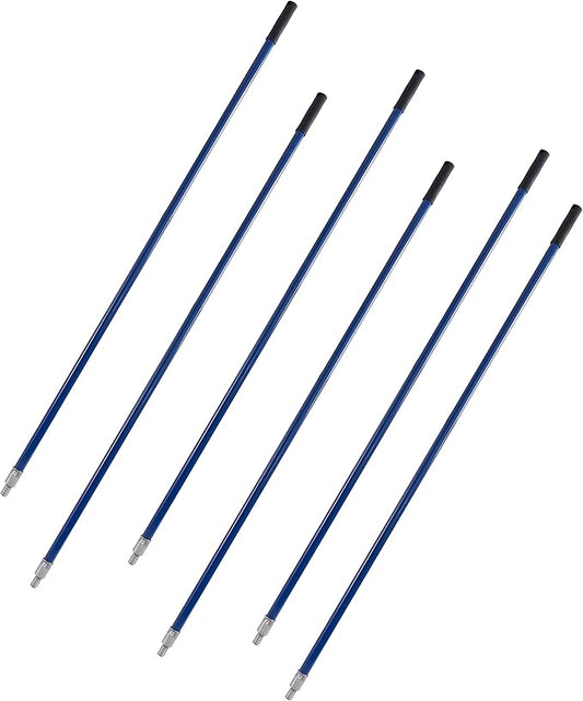 Matthew Cleaning Commercial Screw On Mop Handle for Floor Cleaning Heavy Duty Mop Head Replacement Holder 60inch with Threaded Metal Tip(Blue, 6 Pack)
