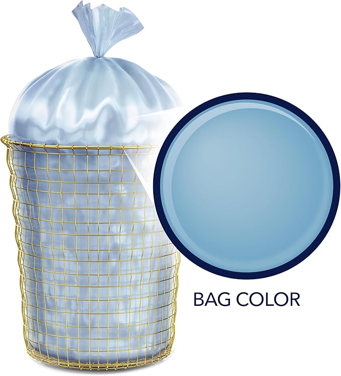 Color Scents Medium Trash Bags - 8 Gallon, 45 Bags (1 Pack of 45 Bags) Twist Tie - Blue in Fresh Air Scent with Microban