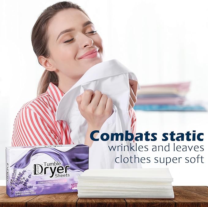 Hushee 600 Count Dryer Sheets Bulk Natural Fabric Softener Sheets Plant Lavender Laundry Softener Naturally Softens and Removes Static Cling