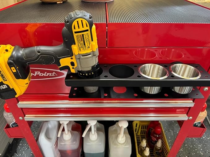 ULIBERMAGNET Power Tool Organizer Rack,Magnetic Heavy Duty Spray Bottle Holder,Wall Mount Metal Tool Rack with Screwdriver,Cordless Drill,Screw,Nail Storage,Utility Rack for Warehouse,Garage,Toolbox