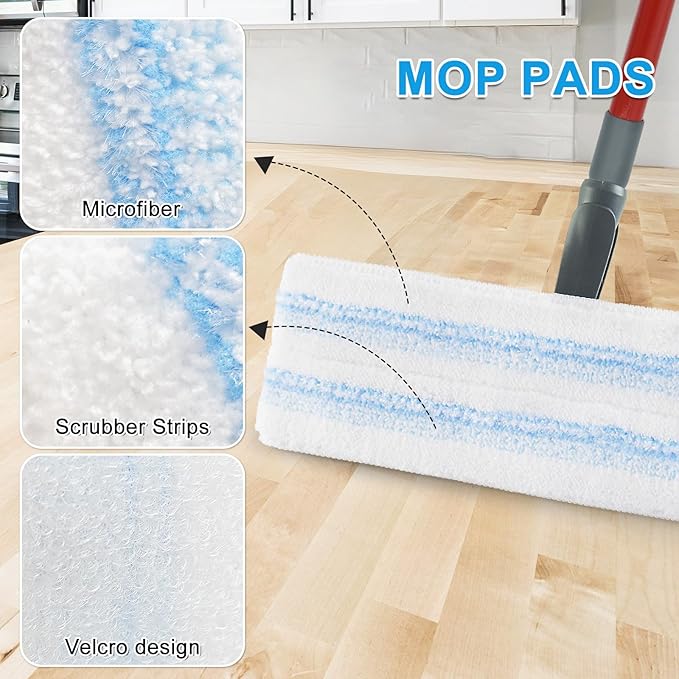 Mop Replacement Pads for Ocedar H2prO Flat Mop, 5 Pack Mop Refills for O-Cedar H2pro Flat Mop, Machine Washable Reusable Microfiber Mop Heads Replacements for Ocedar H2 Pro Mop