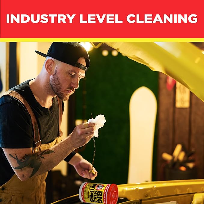 Mule Head Brand XL Heavy-Duty Cleaning Wipes – (10" x 12") – All-Purpose Garage, Automotive & Car Interior Cleaning – Ink, Paint, Tar & Grime Remover – Safe for Hands, Home, Tools & Multiple Surfaces