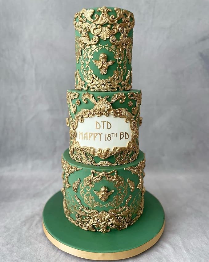 Silicone Fondant Molds, AIMEIKI 3 Pack 3D Baroque Fondant Molds Scroll Border Lace Silicone Molds Curlicues Gum Paste Candy Chocolate Molds for Birthday Wedding Party DIY Cake