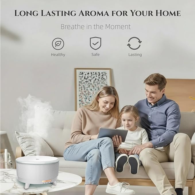 500ML Large Capacity Essential Oil Diffuser, Ultrasonic Aromatherapy Diffuser with 7 Color LED Lights with Remote Control, Cool Mist Humidifier, Timed Mist, Auto Shut-Off (Minimalist White)